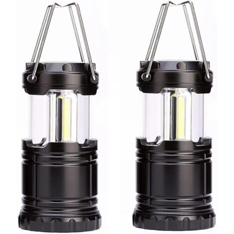 BEBUSINGOTO Paquete de 2 linternas LED portátiles para acampar con ganchos plegables para huracanes, emergencias, casas, cobertizos y más.