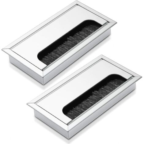 BEBUSINGOTO Paquete de 2 pasacables de aluminio de 160 x 80 mm para escritorio y ordenador.