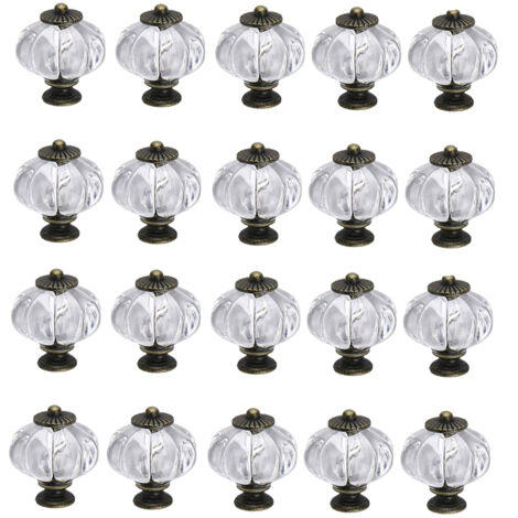 BEBUSINGOTO Paquete de 20 pomos acrílicos transparentes con forma de calabaza para puertas, armarios, cajones, cómodas, guardarropas, muebles de cocina o guardería.