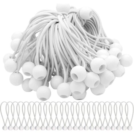 BEBUSINGOTO Paquete de 25 cuerdas elásticas con bolas, bolas elásticas para carpas, tiendas de campaña, pancartas y lonas