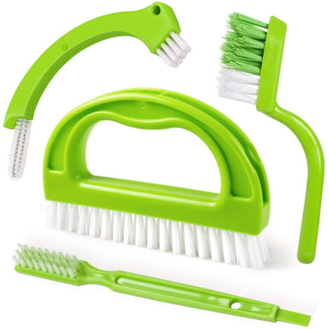 BEBUSINGOTO Paquete de 4 cepillos para juntas, cepillo para limpiar azulejos y ventanas, cepillo para juntas con mango, cepillo para azulejos de baño, cepillo para juntas para limpiar pisos y moho en