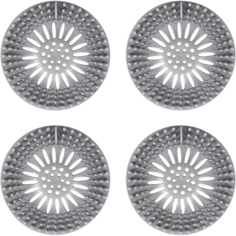 BEBUSINGOTO Paquete de 4 cubiertas de drenaje de ducha de silicona duraderas para atrapar el cabello, fáciles de instalar y limpiar para bañera y cocina.