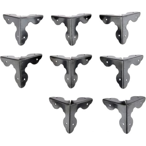 BEBUSINGOTO Paquete de 8 protectores de esquinas de estilo antiguo con tornillos, protectores de esquinas para gabinetes, protectores de bordes para cajas de madera, soportes decorativos, 33 mm, colo