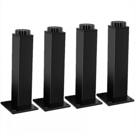 BEBUSINGOTO Patas ajustables para muebles, 4 juegos, patas de metal para muebles, patas cuadradas negras para gabinete de baño, capacidad de carga 400 kg, altura 30 cm, ajustable 18 mm