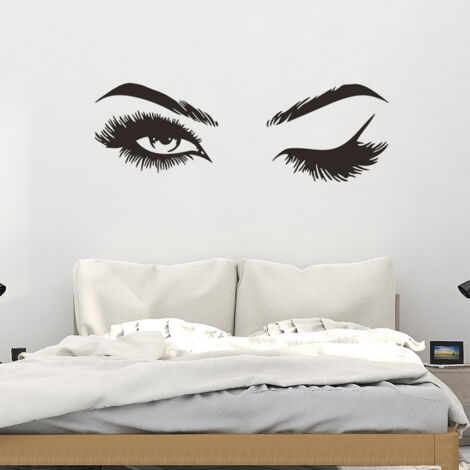 BEBUSINGOTO Pegatinas de pared con pestañas, extraíbles, para decoración de ojos, letras artísticas para el hogar, dormitorio, sala de estar, murales.