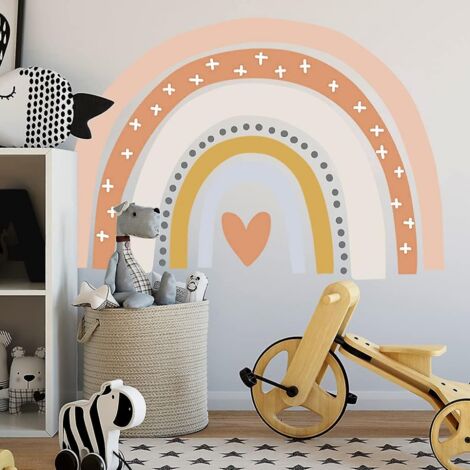 BEBUSINGOTO Pegatinas de pared de arcoíris grandes, decoración de pared de arcoíris bohemio para niñas, dormitorio infantil, aula, guardería, fiesta de cumpleaños de Navidad, decoración de pared de ar