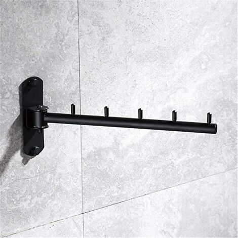BEBUSINGOTO Perchero, gancho giratorio, toallero de pared para baño negro