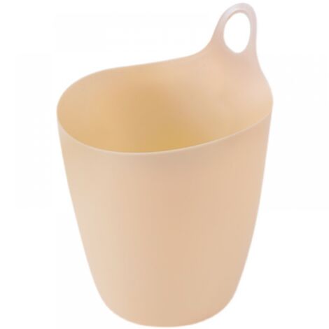 BEBUSINGOTO Petite poubelle suspendue, mini seau de rangement mural pour bureau ou pot à crayons, beige