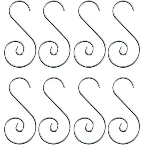 BEBUSINGOTO (Plata) 100 clips para bolas navideñas, colgadores para árboles de Navidad, ganchos en forma de S para bolas navideñas, colgadores para bolas, ganchos para bolas de Navidad
