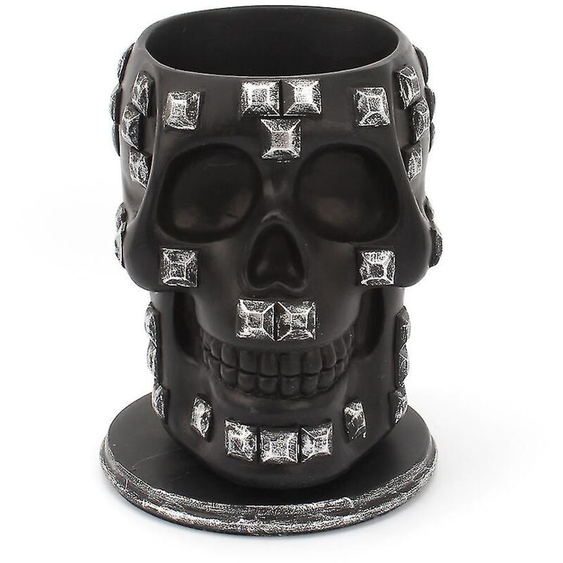 Image of Bebusingoto - Portapenne a forma di teschio e scheletro, glitterato, per casa, ufficio, scrivania, cancelleria, trucco, organizer per Halloween (1