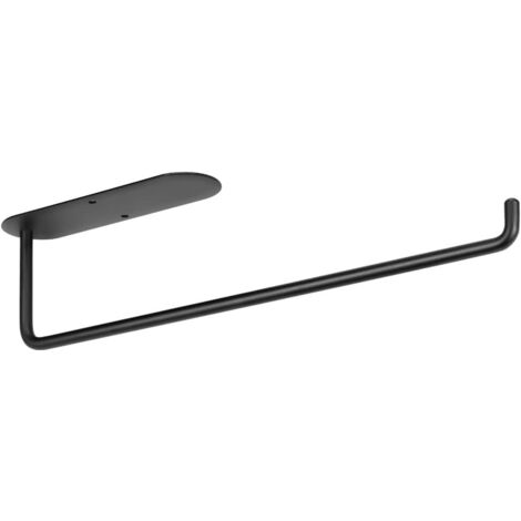 BEBUSINGOTO Portarrollos de papel para debajo del armario, autoadhesivo o con tornillos, para cocina y baño, acero inoxidable 304 (negro), para armario