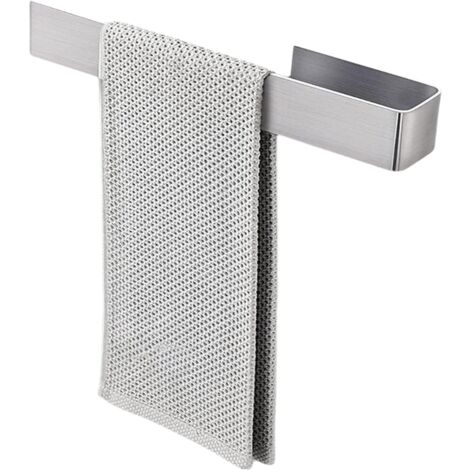 BEBUSINGOTO Portasciugamani autoadesivo in acciaio inox 304, senza foratura, adatto per bagno e cucina, portasciugamani argentato Br