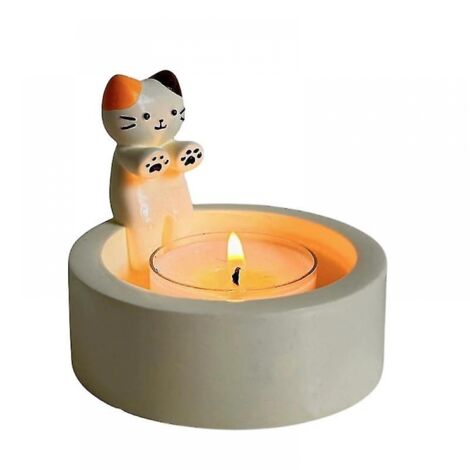 BEBUSINGOTO portavelas con forma de gatito, bonito portavelas de aromaterapia con forma de gato a la parrilla, adornos decorativos de escritorio, regalos de cumpleaños