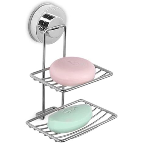 BEBUSINGOTO Porte-savon pour douche avec ventouse, porte-savon de douche, porte-savon en acier inoxydable, porte-savon pour mur de douche, porte-savon pour salle de bain, porte-savon adhésif
