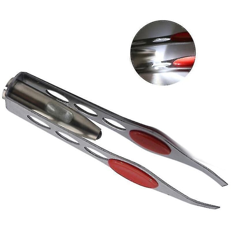 Image of BEBUSINGOTO Professionelle Augenbrauenpinzette aus Edelstahl mit LED-Beleuchtung