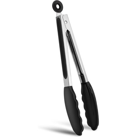 BEBUSINGOTO Professionelle Küchenzange, 26 cm, 5 Stück, hitzebeständig, aus Edelstahl und lebensmittelechtem Silikon, ideal zum Kochen und Grillen