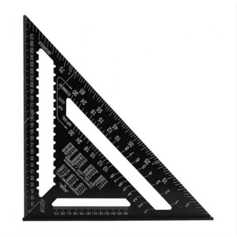 BEBUSINGOTO Professioneller metrischer Dreieckswinkel, 30 cm hochpräziser Zimmermannswinkel, Winkelmesser aus Aluminiumlegierung für Holzbearbeitung, Schnellmesswinkel für Holz, Schwarz