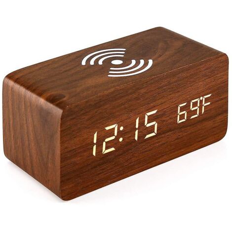 BEBUSINGOTO Projektoruhr mit Radio, USB mit Dual-Alarm und LED-Spiegelbildschirm, 180, 4 Helligkeitsstufen, 12/24h