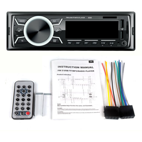 BEBUSINGOTO Radio para coche con Bluetooth, radio 1DIN, 4 unidades de 60 W, 7 colores, FM, estéreo, reproductor USB/SD/AUX/EQ/MP3, Pioneer