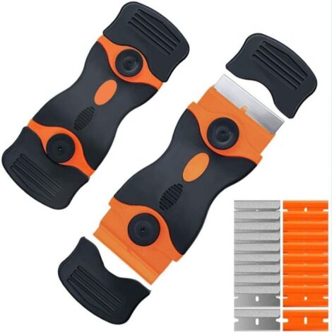 BEBUSINGOTO Raspador de cerámica para vitrocerámica (2 unidades, 20 cuchillas de repuesto) con mango suave al tacto para cocina y hogar.