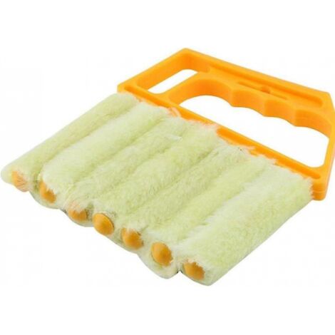 BEBUSINGOTO Raspador de persianas venecianas de microfibra, acondicionador de ventanas portátil, limpiador de polvo, rejillas de ventilación, cepillo de limpieza lavable