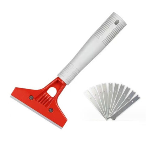BEBUSINGOTO Raspador industrial con 10 cuchillas, raspador de plancha para papel tapiz, raspadores para vidrio, para pegamento, azulejos de ventana, autos, espejos, limpiador