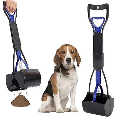 BEBUSINGOTO Recogedor de excrementos para mascotas, mango largo de 24 pulgadas, pinzas dentadas resistentes, pinza para recoger excrementos de perro para exteriores e interiores, perros y gatos.