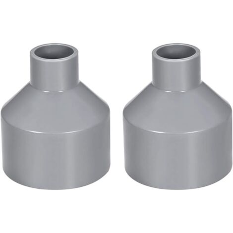 BEBUSINGOTO Reductor de tubería de PVC de 50 mm x 20 mm, acoplamiento de cubo a cubo, gris, 2 unidades