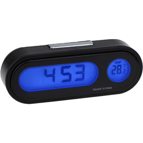 BEBUSINGOTO Reloj digital para coche con termómetro, mini reloj para salpicadero (reloj digital con termómetro para coche)