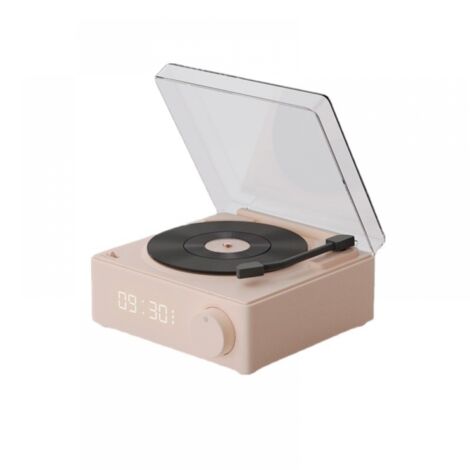 BEBUSINGOTO Retro-Bluetooth-Lautsprecher, schwarze Klebescheibe, Wecker, Stereolautsprecher