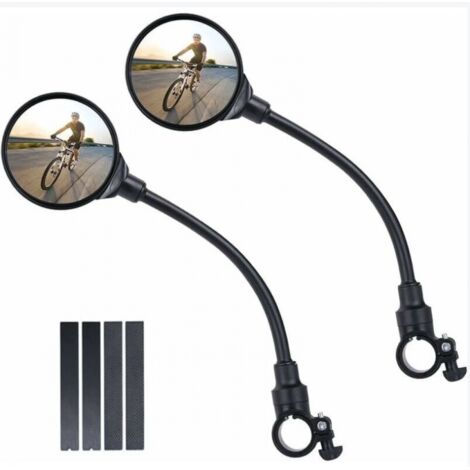BEBUSINGOTO Rétroviseur Vélo, 2 Rétroviseurs de Vélo Grand Angle Rotatifs à 360°, Rétroviseurs de Sécurité Convexes en Acrylique pour Guidon de 22 à 30 mm, Accessoires de Vélo pour Tous Vélos, Motos