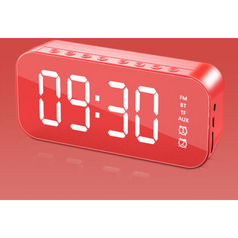 BEBUSINGOTO Réveil numérique LED multifonctionnel, haut-parleur Bluetooth, boîte à musique électronique d'éclairage de bureau de chevet, rouge