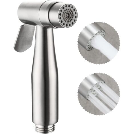 BEBUSINGOTO Rociador de bidé manual de acero inoxidable, solo rociador de bidé, accesorios de limpieza para inodoros de agua
