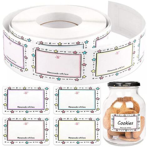 BEBUSINGOTO Rollo de 250 etiquetas autoadhesivas para alimentos, para tarros de mermelada, 5 x 3 cm