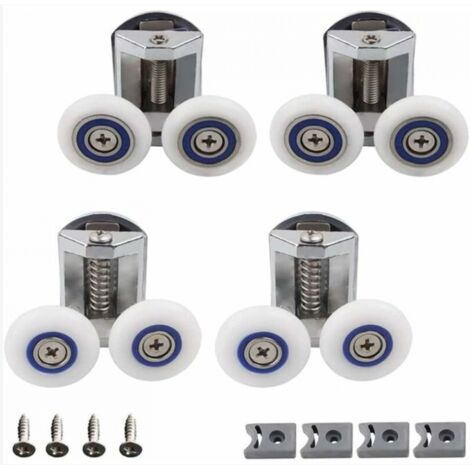 BEBUSINGOTO Roue Porte Douche, 4 Pièces Douche Douche Double Roues Porte, Roulette Porte Douche, Rouleau Cabine Douche Salle Bain, Peut Etre Utilisé pour Remplacer les Rouleaux Dans la Salle de Bain