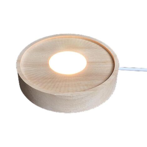 BEBUSINGOTO Runde Form Display-Basis LED-Leuchten Display-Basis Kristall Holz Beleuchtung Basis