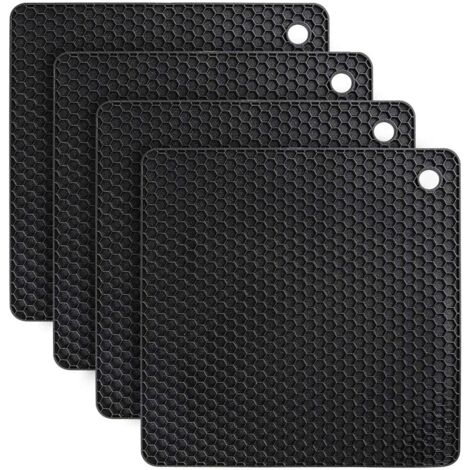 BEBUSINGOTO Salvamanteles de silicona, 4 unidades, antideslizantes, resistentes al calor hasta 250 °C, multifunción, para cocina y comedor.