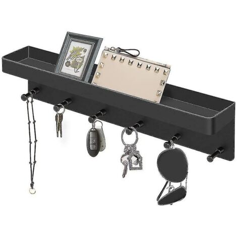BEBUSINGOTO Schlüsselhalter / Wandorganizer Schwarz Schlüsselhalter / Schlüsselbrett / Hakenleiste mit Ablage