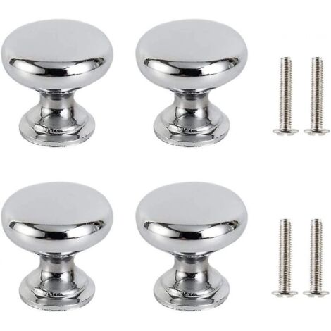 BEBUSINGOTO Schubladentürgriff, silberfarben, 30 mm, rund, mit 4 Schrauben, 4 Stück