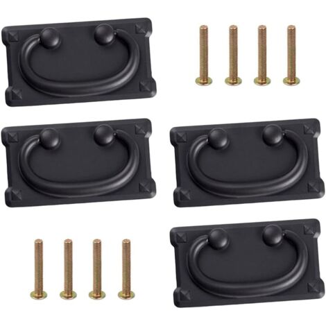 BEBUSINGOTO (Schwarz), 4er-Set antike Vintage-Schubladengriffe mit 8 25-mm-Schrauben