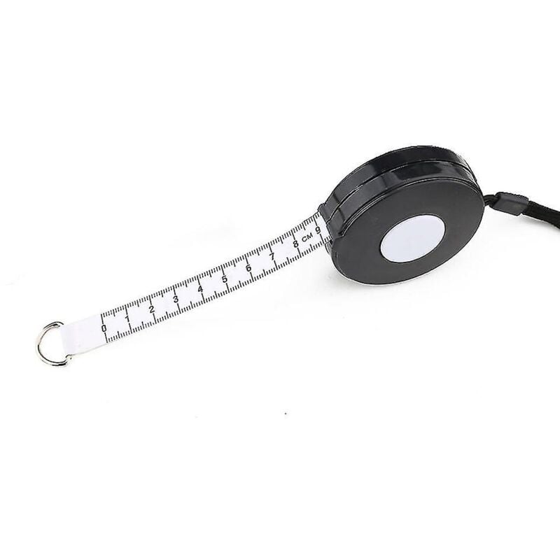 Image of BEBUSINGOTO Schwarzes, 205 cm langes, einziehbares Maßband mit schwarzer Kordel