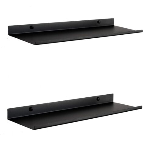 BEBUSINGOTO Schwarzes schwebendes Wandregal  2er-Set Wandregale aus Metall 50 cm  Regal für Badezimmer, Wohnzimmer, Küche, Schlafzimmer oder Büro