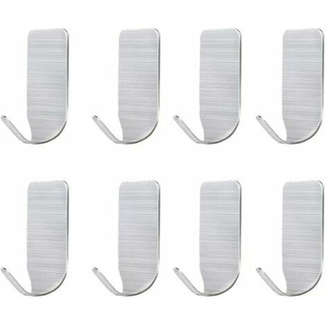 BEBUSINGOTO Selbstklebende Wandhaken, 8 selbstklebende Handtuchhaken ohne Perforation, Edelstahlhaken, Verwendung in Küche, Bad, Schlafzimmer, Garderobe, Schrank