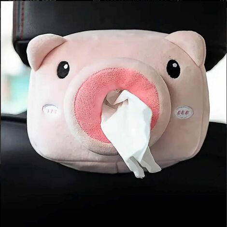 BEBUSINGOTO Serviettenhalter mit rosa Schwein und blauem Wal, Autoschublade, kreative Cartoon-Autoschublade, Taschentuchschublade, Sesselschublade, Rückenpapierschublade