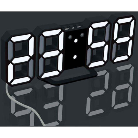 BEBUSINGOTO Set mit 1 LED-Wanduhr, Digitalwecker, Tischuhr, LED-Digitalwanduhr, Schwarz