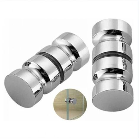 BEBUSINGOTO Set mit 2 Duschtürgriffen, Badewannen-Duschtürgriff, 30-mm-Ersatztürgriffe in poliertem Chrom, runder Glastürgriff aus Aluminiumlegierung