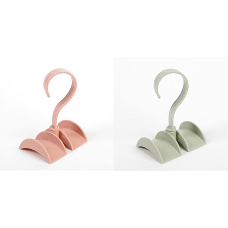BEBUSINGOTO Set mit 2 Hängehaken für Hände, Gürtel, Schals, Tücher, Grün/Rosa, drehbarer Kleidertaschenhalter