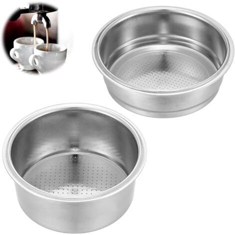 BEBUSINGOTO Set mit 2 Kaffeefiltern aus Metall, 51 mm poröser Edelstahl, Doppel- und Einzeltassenfilterhalter für Kaffeemaschinen, papierlos und dauerhaft wiederverwendbar