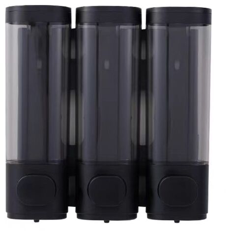 BEBUSINGOTO Set mit 3 Wandseifenspendern, 300 ml, kein Bohren erforderlich, für Waschbecken, Badezimmer, Duschgel, Shampoo, Lotion für Küche und Bad, schwarz