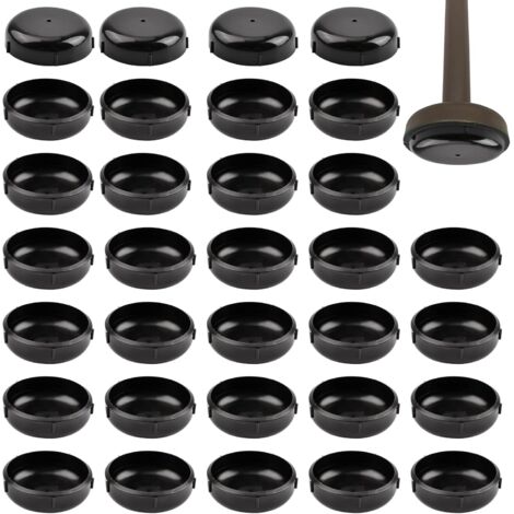 BEBUSINGOTO Set mit 32 runden Stuhlbeingleitern, 3,8 cm, aus Schmiedeeisen, mit kratzfestem Kunststoff zum Schutz des Bodens (schwarz)